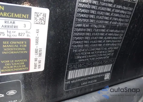 2021 Land Rover Range Rover Sport Hst Mhev z USA, uszkodzony, nr VIN SALWS2RU8MA795751